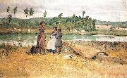 Angiolo Tommasi On the river Arno china oil painting artist